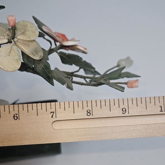 Vintage chinese carved  jade & shell  bonsai tree. - Picture 6 of 7